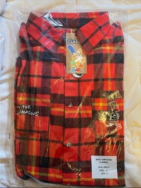 Bart Simpson Cakeworthy Flannel NWT Large Rare Sealed